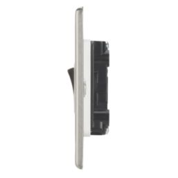 Contactum iConic 10AX 1-Gang 2-Way Light Switch  Brushed Steel with White Inserts