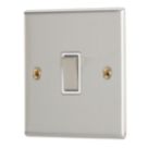 Contactum iConic 10AX 1-Gang 2-Way Light Switch  Brushed Steel with White Inserts