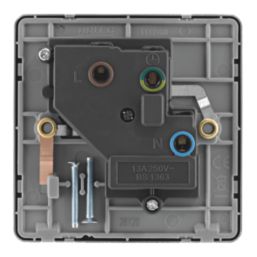 Arlec  13A 1-Gang SP Switched Socket Stainless Steel  with Grey Inserts
