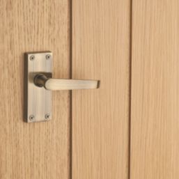 Designer Levers Victorian Fire Rated Latch Short Straight Door Handle Pair Antique Brass