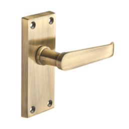 Designer Levers Victorian Fire Rated Latch Short Straight Door Handle Pair Antique Brass