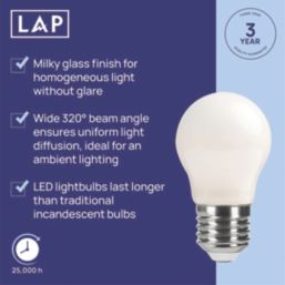 LAP  E27 Mini Globe LED Light Bulb Milky 470lm 2.9W 4 Pack