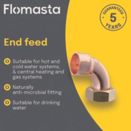 Flomasta  Copper End Feed Angled Tap Connector 15mm x 1/2"