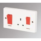 Crabtree Capital 45A 2-Gang DP Cooker Switch & 13A DP Switched Socket White