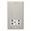 Contactum Iconic 2-Gang Dual Voltage Shaver Socket 115 - 230V Brushed Steel with White Inserts