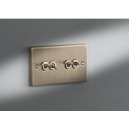 Knightsbridge  10AX 4-Gang 2-Way Light Switch  Antique Brass