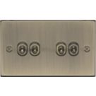 Knightsbridge  10AX 4-Gang 2-Way Light Switch  Antique Brass