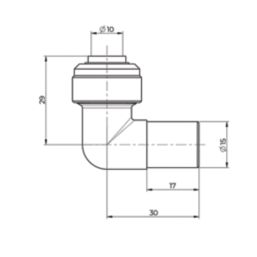 ETAL  Brass Push-Fit Reducing 90° Anthracite Stem Elbow F 10mm x M 15mm 2 Pack