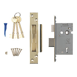 Smith & Locke Fire Rated Stainless Brass BS 5-Lever Mortice Sashlock 66mm Case - 45mm Backset