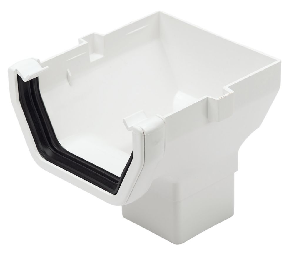 FloPlast uPVC Square Stop End Outlet White 114mm x 65mm - Screwfix