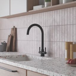 ETAL Wick Twin Lever Kitchen Mixer Tap Matt Black