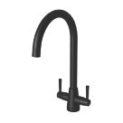 ETAL Wick Twin Lever Kitchen Mixer Tap Matt Black