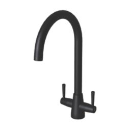 ETAL Wick Twin Lever Kitchen Mixer Tap Matt Black