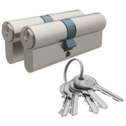 Smith & Locke 1 Star 6-Pin Euro Double Cylinder Locks 35-45 (80mm) Silver 2 Pack