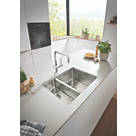 Grohe K700U Right Handed 1.5 Bowl Stainless Steel Undermount Sink 595 x 450mm