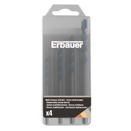 Erbauer  Straight Shank Multi-Material Drill Bit Set 4 Pieces