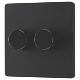 British General Evolve 2-Gang 2-Way LED Dimmer Switch  Matt Black with Black Inserts