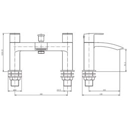 ETAL Spear Matt Black 123mm Deck Mounted Dual Control Manual Shower Mixer Tap
