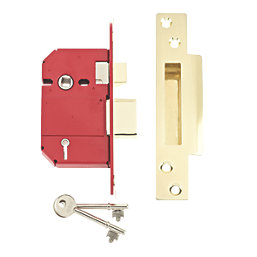 Union Fire Rated Brass BS 5-Lever Mortice Sashlock 68mm Case - 45mm Backset