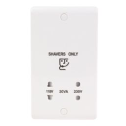 LAP  2-Gang Dual Voltage Shaver Socket 115 / 230V White