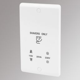 LAP  2-Gang Dual Voltage Shaver Socket 115 / 230V White