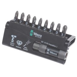 Wera Bit-Check 1/4" Hex Shank PZ Impaktor TriTorsion Screwdriver Bit Set 10 Pieces