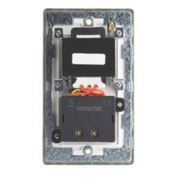 Contactum Lyric 2-Gang Dual Voltage Shaver Socket 115 - 230V Brushed Brass with White Inserts