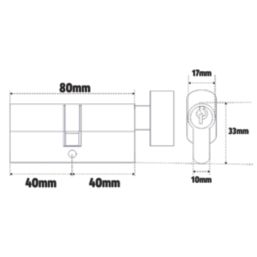 Smith & Locke  6-Pin Cylinder Thumbturn Lock 40-40 (80mm) Satin Nickel