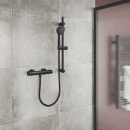 Swirl  Rear-Fed Exposed Black Thermostatic Concentric Mixer Shower