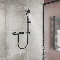 Swirl  Rear-Fed Exposed Black Thermostatic Concentric Mixer Shower