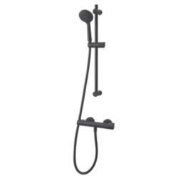 Swirl  Rear-Fed Exposed Black Thermostatic Concentric Mixer Shower