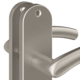 Cooke & Lewis Bourne Lever on Backplate Lockable Handle Pair Satin Nickel