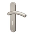 Cooke & Lewis Bourne Lever on Backplate Lockable Handle Pair Satin Nickel