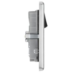 LAP  13A 2-Gang SP Switched Socket + 4.2A 15W 2-Outlet Type A & C USB Charger Brushed Stainless Steel with Black Inserts