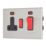 Contactum Lyric 45A 2-Gang DP Cooker Switch & 13A DP Switched Socket Brushed Steel with Neon with Black Inserts