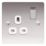 LAP  13A 1-Gang DP Switched Plug Socket Brushed Stainless Steel  with White Inserts