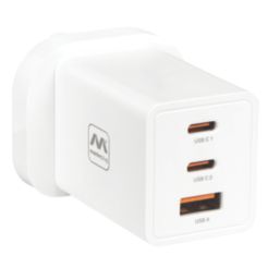 Masterplug 3-Outlet Type A & C Plug-In USB Charger White 5A