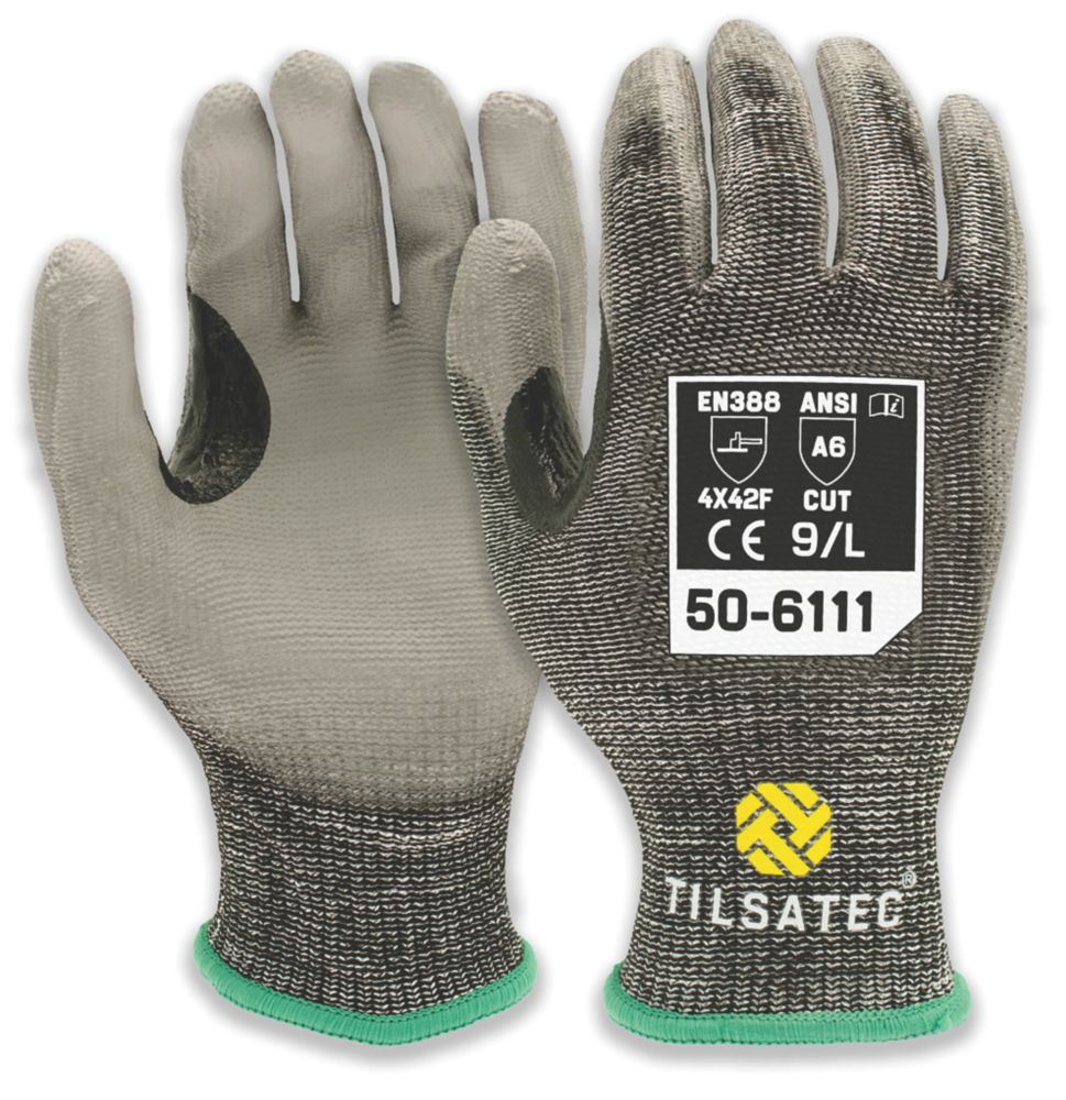 Site Thermal Cut Resistant Gloves Grey/Black Large - Screwfix