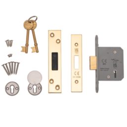 Smith & Locke Fire Rated  5 Lever Brass Deadlock 65mm Case - 44mm Backset