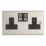 Contactum Iconic 13A 2-Gang DP Switched Socket Outlet Brushed Steel  with Black Inserts