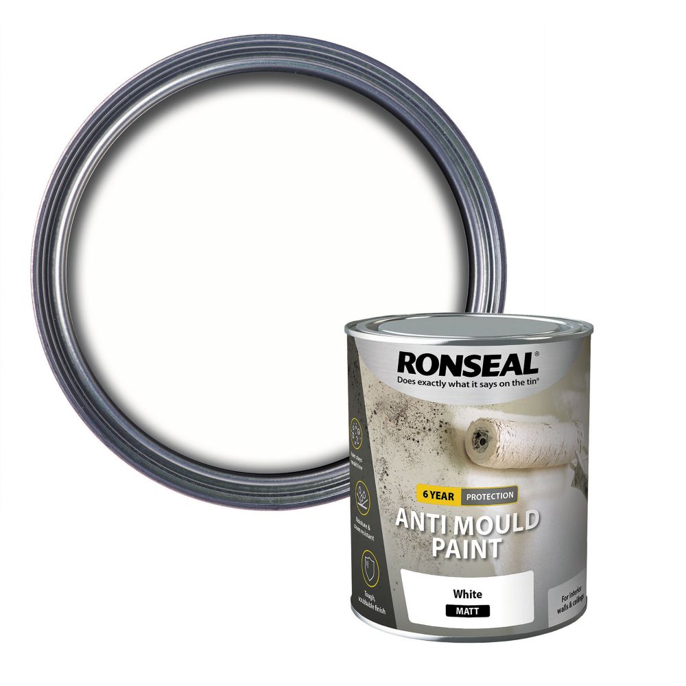 Ronseal 750ml White Matt Anti Mould Wall Paint Screwfix