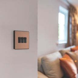 British General Evolve 20 A  16AX 3-Gang 2-Way Light Switch  Copper with Black Inserts