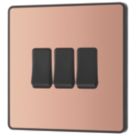 British General Evolve 20 A  16AX 3-Gang 2-Way Light Switch  Copper with Black Inserts