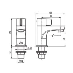 Swirl Caldew Black 120mm Deck Mounted Lever 2 Tap Holes Bath Pillar Tap