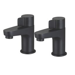 Swirl Caldew Black 120mm Deck Mounted Lever 2 Tap Holes Bath Pillar Tap