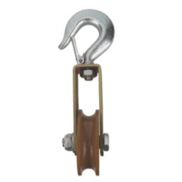 Essentials Steel Snap Hook Single Wheel Pulley 80mm