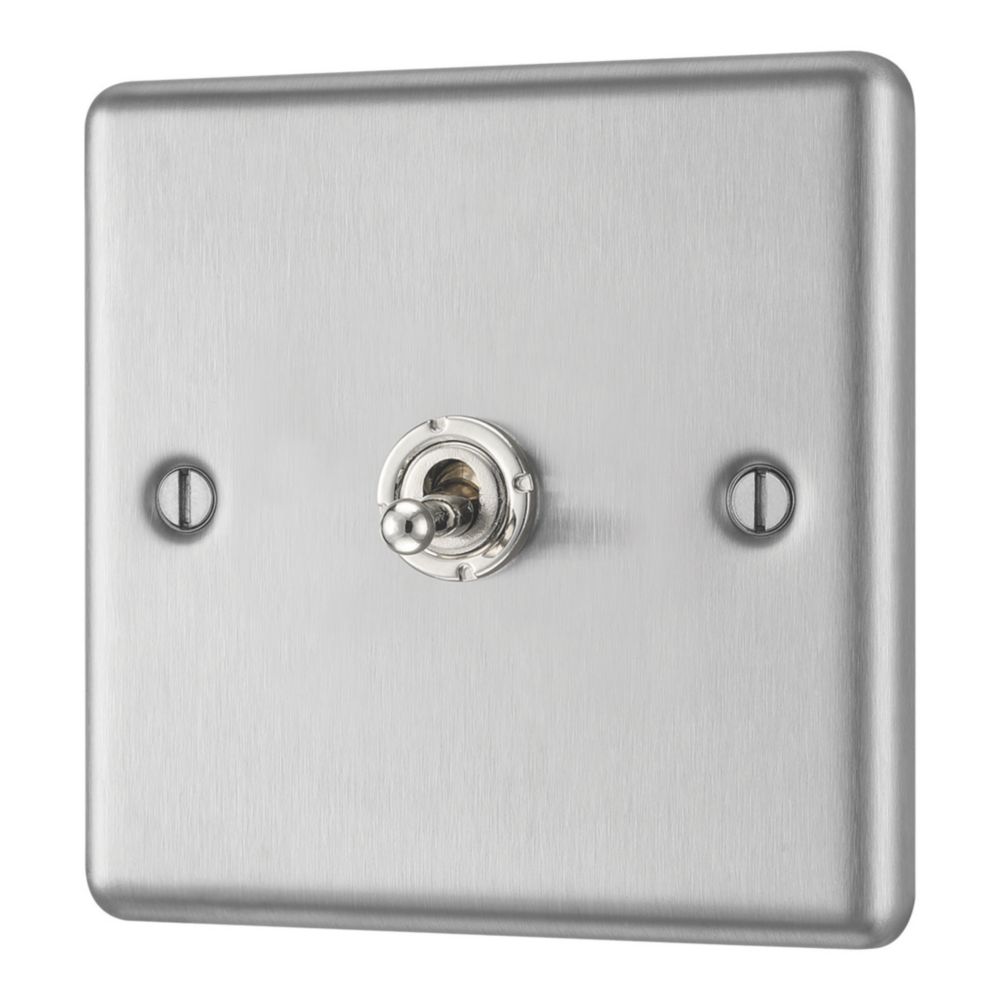 LAP 20A 16AX 1-Gang 2-Way Toggle Switch Brushed Stainless Steel - Screwfix