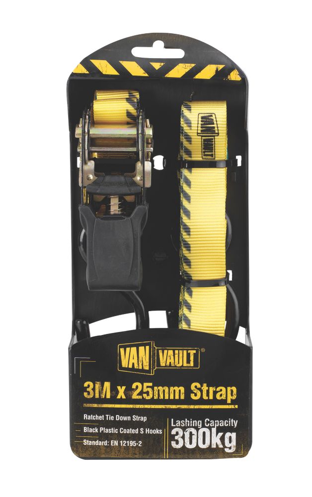 Smith & Locke Cambuckle Tie-Down Strap with S-Hook 2.5m x 25mm - Screwfix