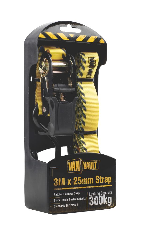 Smith & Locke Cambuckle Tie-Down Strap with S-Hook 2.5m x 25mm - Screwfix