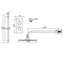 Meda Rear-Fed Concealed Black Thermostatic Mixer Shower